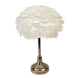 Maxbell LED Feather Table Lamp Desk Light Romantic for Bedside Study Room Bedroom