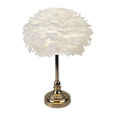 Maxbell LED Feather Table Lamp Desk Light Romantic for Bedside Study Room Bedroom