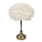 Maxbell LED Feather Table Lamp Desk Light Romantic for Bedside Study Room Bedroom