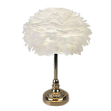 Maxbell LED Feather Table Lamp Desk Light Romantic for Bedside Study Room Bedroom
