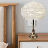 Maxbell LED Feather Table Lamp Desk Light Romantic for Bedside Study Room Bedroom