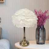 Maxbell LED Feather Table Lamp Desk Light Romantic for Bedside Study Room Bedroom
