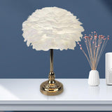 Maxbell LED Feather Table Lamp Desk Light Romantic for Bedside Study Room Bedroom