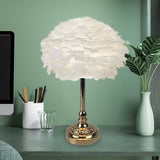 Maxbell LED Feather Table Lamp Desk Light Romantic for Bedside Study Room Bedroom