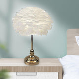 Maxbell LED Feather Table Lamp Desk Light Romantic for Bedside Study Room Bedroom