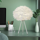 Maxbell Modern Feather Table Lamp Desk Lamp Night Lamp for Living Room Bedroom Home