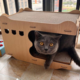 Maxbell 2 in 1 Cat Scratcher Bed Lounge Toy Claws Care Kitten Play Post Indoor