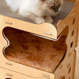 Maxbell 2 in 1 Cat Scratcher Bed Lounge Toy Claws Care Kitten Play Post Indoor