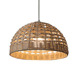Maxbell Rattan Lampshade Round Droplight Modern for Bedroom Dining Room Kitchen