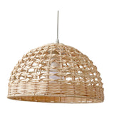 Maxbell Rattan Lampshade Round Droplight Modern for Bedroom Dining Room Kitchen