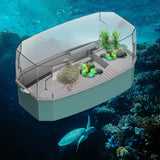 Maxbell Detachable Tortoise Turtle Tank with Water Pump Durable for Small Amphibious Small Blue