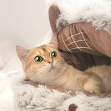 Maxbell Cat Bed Plush Bed for Pets Soft with Removable Washable Cushion Comfortable Brown 35cm