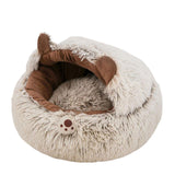 Maxbell Cat Bed Plush Bed for Pets Soft with Removable Washable Cushion Comfortable Brown 35cm