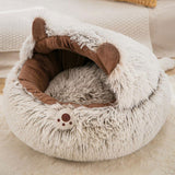 Maxbell Cat Bed Plush Bed for Pets Soft with Removable Washable Cushion Comfortable Brown 35cm