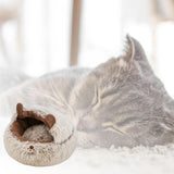 Maxbell Cat Bed Plush Bed for Pets Soft with Removable Washable Cushion Comfortable Brown 35cm