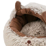 Maxbell Cat Bed Plush Bed for Pets Soft with Removable Washable Cushion Comfortable Brown 35cm