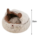 Maxbell Cat Bed Plush Bed for Pets Soft with Removable Washable Cushion Comfortable Brown 35cm