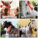Maxbell 6in1 Horse Brush Detangling Hair Comb Pet Hair Cleaning Horse Grooming Brush Red