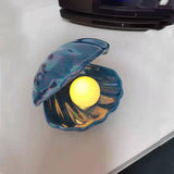 Maxbell Ceramic Shell Night Light Lamp Portable for Room Nursery Home Decor Dark Blue