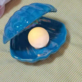 Maxbell Ceramic Shell Night Light Lamp Portable for Room Nursery Home Decor Dark Blue