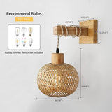 Maxbell Rattan Wall Sconce Wall Lighting Farmhouse for Bedroom Bedside Kitchen