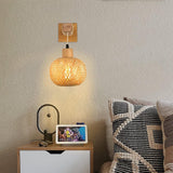 Maxbell Rattan Wall Sconce Wall Lighting Farmhouse for Bedroom Bedside Kitchen