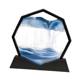 Maxbell Moving Sand Art Picture Flowing Sand Painting Quicksand Artistic Landscape Black Frame Blue