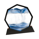 Maxbell Moving Sand Art Picture Flowing Sand Painting Quicksand Artistic Landscape Black Frame Blue