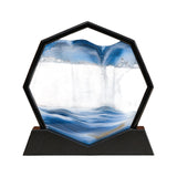 Maxbell Moving Sand Art Picture Flowing Sand Painting Quicksand Artistic Landscape Black Frame Blue