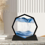 Maxbell Moving Sand Art Picture Flowing Sand Painting Quicksand Artistic Landscape Black Frame Blue