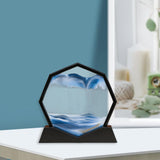 Maxbell Moving Sand Art Picture Flowing Sand Painting Quicksand Artistic Landscape Black Frame Blue