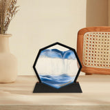 Maxbell Moving Sand Art Picture Flowing Sand Painting Quicksand Artistic Landscape Black Frame Blue