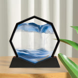 Maxbell Moving Sand Art Picture Flowing Sand Painting Quicksand Artistic Landscape Black Frame Blue