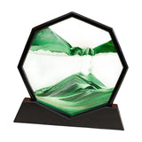 Maxbell Moving Sand Art Picture Flowing Sand Painting Quicksand Artistic Landscape Black Frame Green