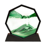 Maxbell Moving Sand Art Picture Flowing Sand Painting Quicksand Artistic Landscape Black Frame Green
