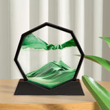 Maxbell Moving Sand Art Picture Flowing Sand Painting Quicksand Artistic Landscape Black Frame Green