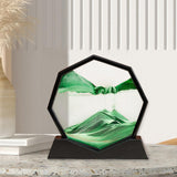 Maxbell Moving Sand Art Picture Flowing Sand Painting Quicksand Artistic Landscape Black Frame Green