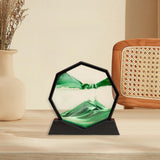 Maxbell Moving Sand Art Picture Flowing Sand Painting Quicksand Artistic Landscape Black Frame Green