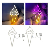 Maxbell Big Ice Cream LED Neon Sign 8 Light Modes for Kids Living Room Bedroom White