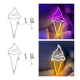 Maxbell Big Ice Cream LED Neon Sign 8 Light Modes for Kids Living Room Bedroom White