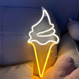 Maxbell Big Ice Cream LED Neon Sign 8 Light Modes for Kids Living Room Bedroom White