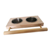 Maxbell Bird Feeding Dish Cups Parrot Food Bowl Wood Perch Stand Clamp Holder