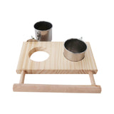 Maxbell Bird Feeding Dish Cups Parrot Food Bowl Wood Perch Stand Clamp Holder