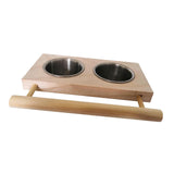 Maxbell Bird Feeding Dish Cups Parrot Food Bowl Wood Perch Stand Clamp Holder