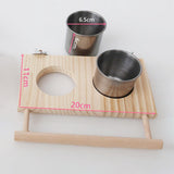 Maxbell Bird Feeding Dish Cups Parrot Food Bowl Wood Perch Stand Clamp Holder