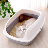 Maxbell Cat Litter Box Potty Toilet Deep Loo Litter Pan Bunny Kitten Pet Litter Tray Gray