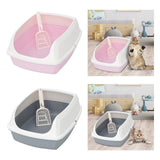Maxbell Cat Litter Box Potty Toilet Deep Loo Litter Pan Bunny Kitten Pet Litter Tray Gray