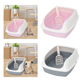 Maxbell Cat Litter Box Potty Toilet Deep Loo Litter Pan Bunny Kitten Pet Litter Tray Gray