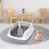 Maxbell Cat Litter Box Potty Toilet Deep Loo Litter Pan Bunny Kitten Pet Litter Tray Gray