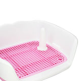 Maxbell Indoor Dog Potty Tray No Litter Pad Holder for Small and Medium Dogs white pink